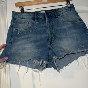 H&M Blue Star-Embellished Denim Shorts